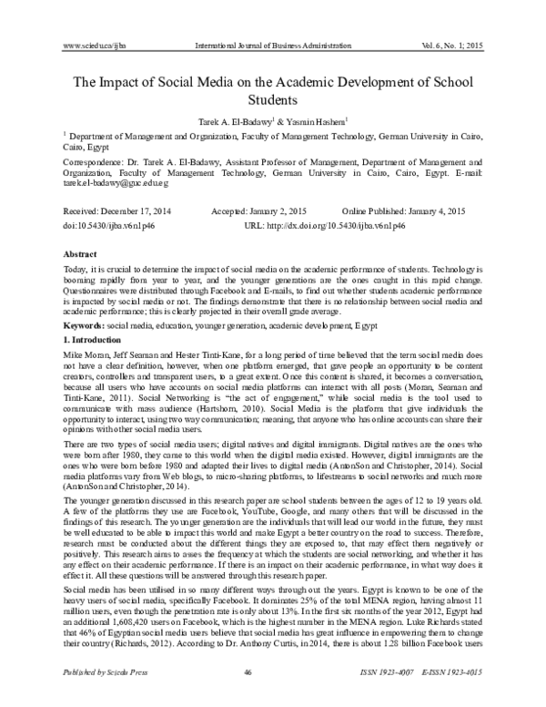 (PDF) The Impact of Social Media on the Academic Development of School ...