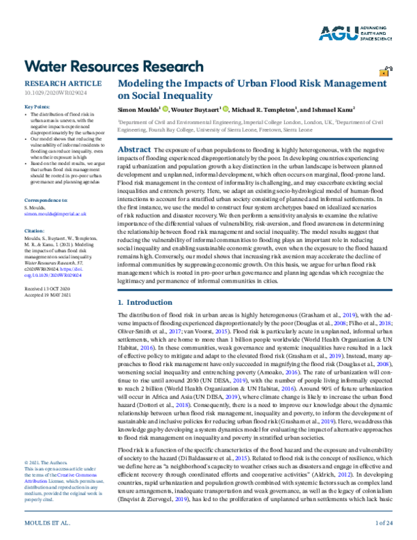 (PDF) Modeling the Impacts of Urban Flood Risk Management on Social ...