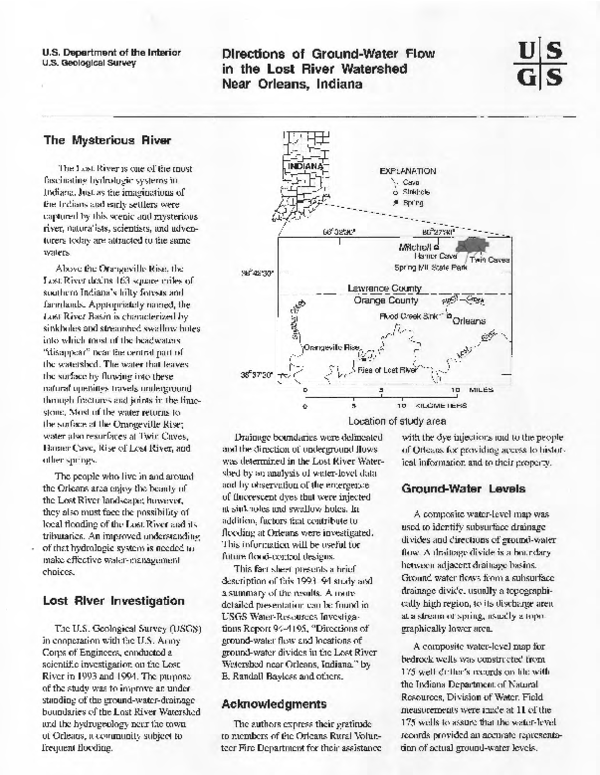 (PDF) Directions of groundwater flow in the Lost River watershed near