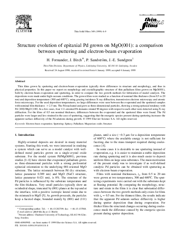 (PDF) Structure evolution of epitaxial Pd grown on MgO(001): a ...