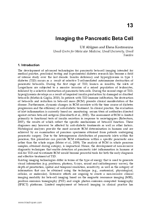 (PDF) 13 Imaging the Pancreatic Beta Cell