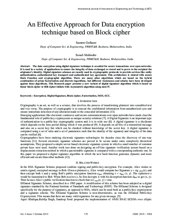 (PDF) An Effective Approach for Data encryption technique based on ...