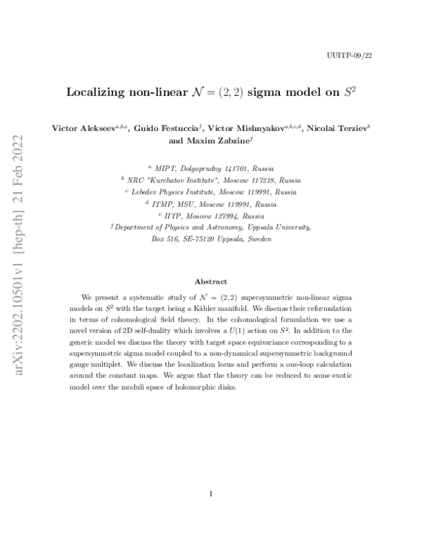 (PDF) Localizing non-linear ${\cal N}=(2,2)$ sigma model on $S^2$