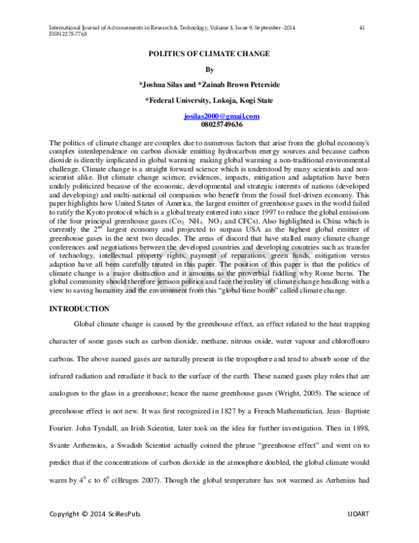 Politics of Climate Change