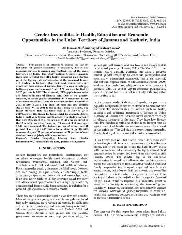 (PDF) Gender Inequalities in Health, Education and Economic ...