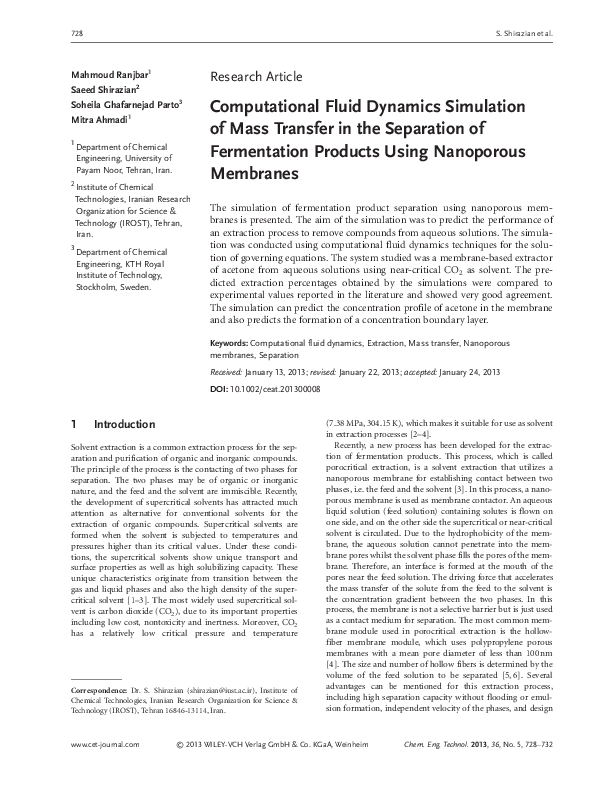 (PDF) Computational Fluid Dynamics Simulation of Mass Transfer in the ...