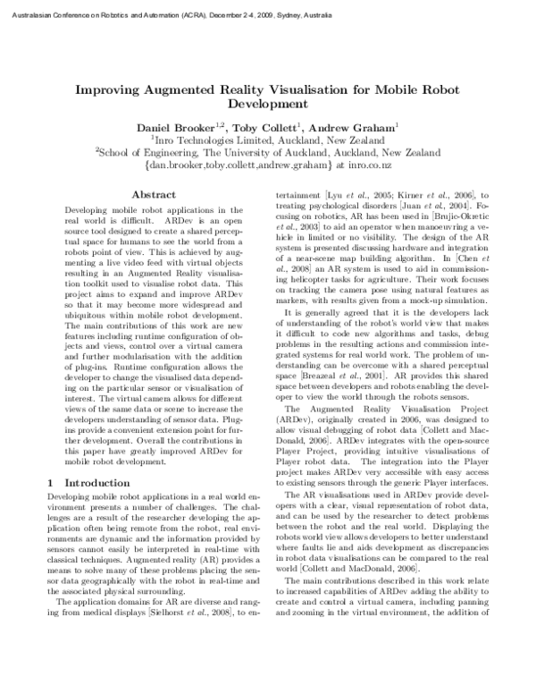 (PDF) Improving Augmented Reality Visualisation for Mobile Robot ...