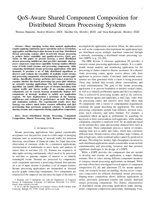 (PDF) QoS-Aware Shared Component Composition for Distributed Stream ...