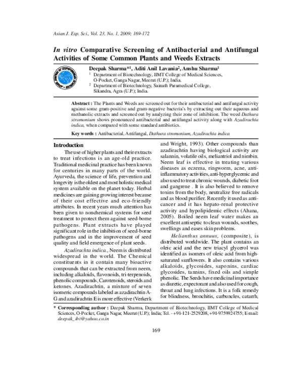 (PDF) In vitro comparative screening of antibacterial and antifungal ...