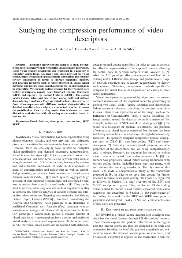(PDF) Studying the compression performance of video descriptors