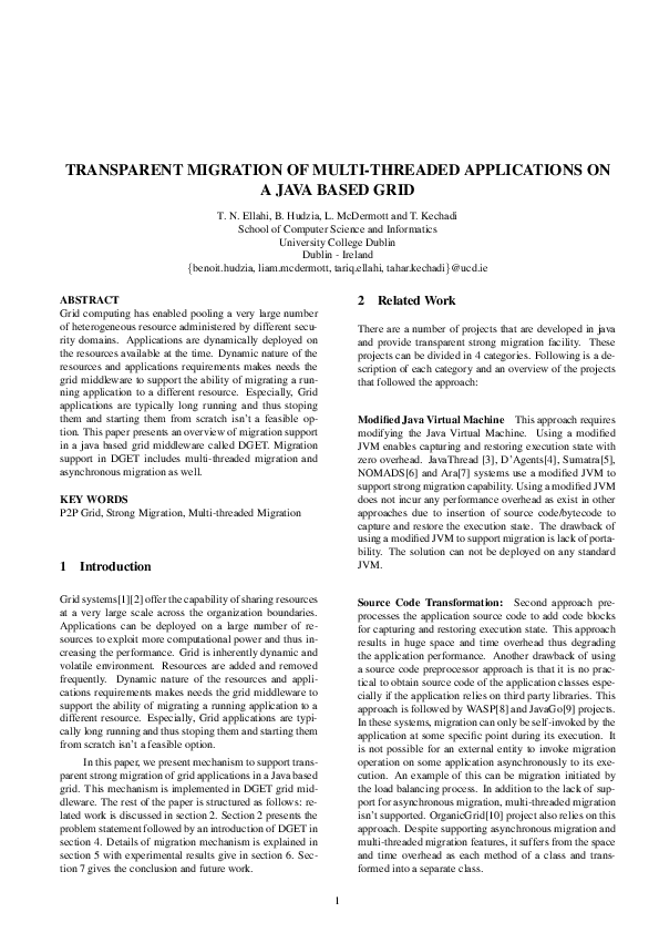 (PDF) Transparent migration of multi-threaded applications on a Java ...
