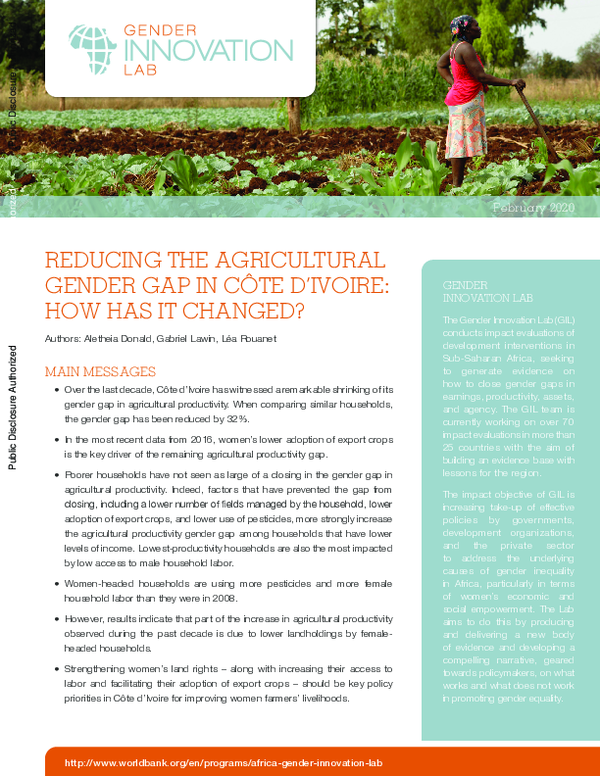 (PDF) Reducing the Agricultural Gender Gap in Cote d'Ivoire [L’Écart ...