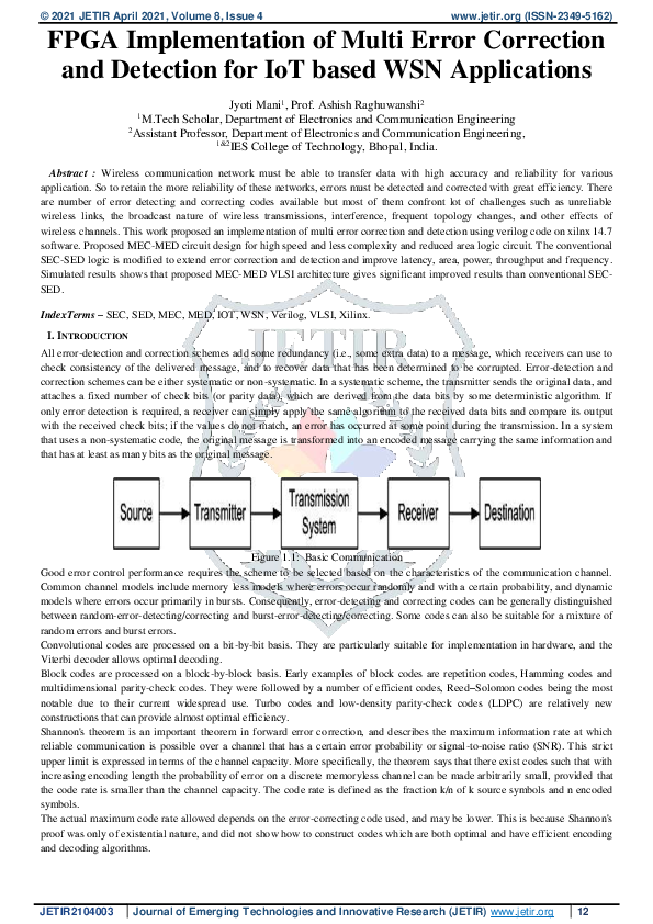 (PDF) FPGA Implementation of Multi Error Correction and Detection for ...