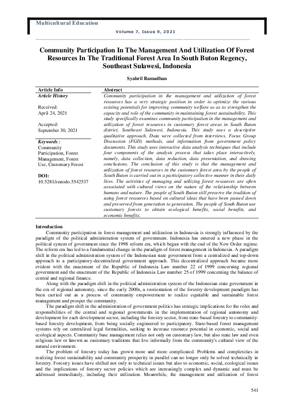 (PDF) Community Participation In The Management And Utilization Of ...