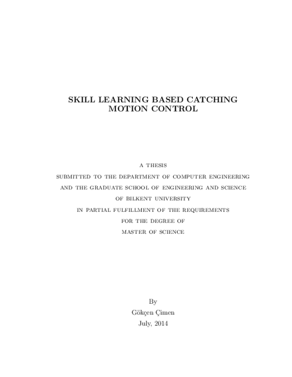 (PDF) Skill learning based catching motion control