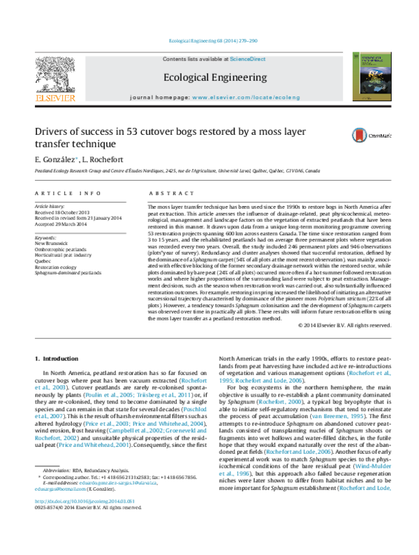 (PDF) Drivers of success in 53 cutover bogs restored by a moss layer ...