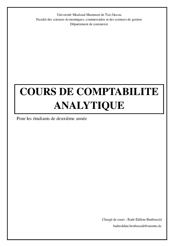 (PDF) Cours de comptabilite analytique converti