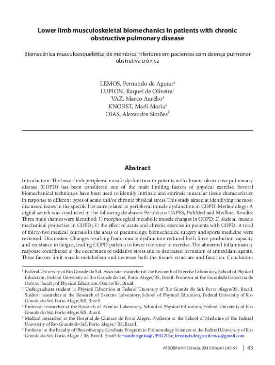 (PDF) Lower limb musculoskeletal biomechanics in patients with chronic ...