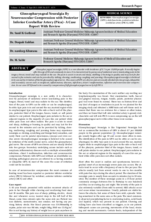 (PDF) Glossopharyngeal Neuralgia by Neurovascular Compression with ...
