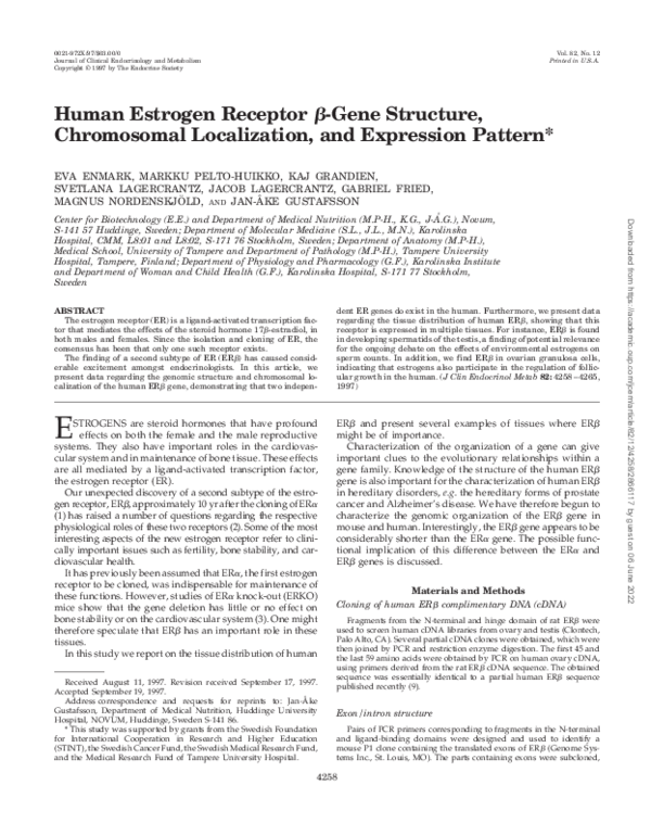 (PDF) Human Estrogen Receptor β-Gene Structure, Chromosomal ...