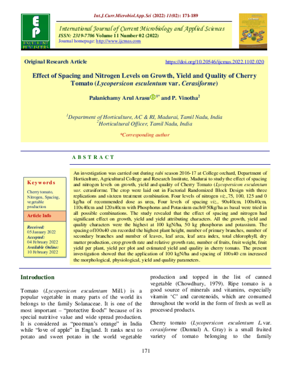 (PDF) Effect of Spacing and Nitrogen Levels on Growth, Yield and ...