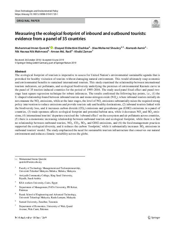 (PDF) Measuring the ecological footprint of inbound and outbound ...