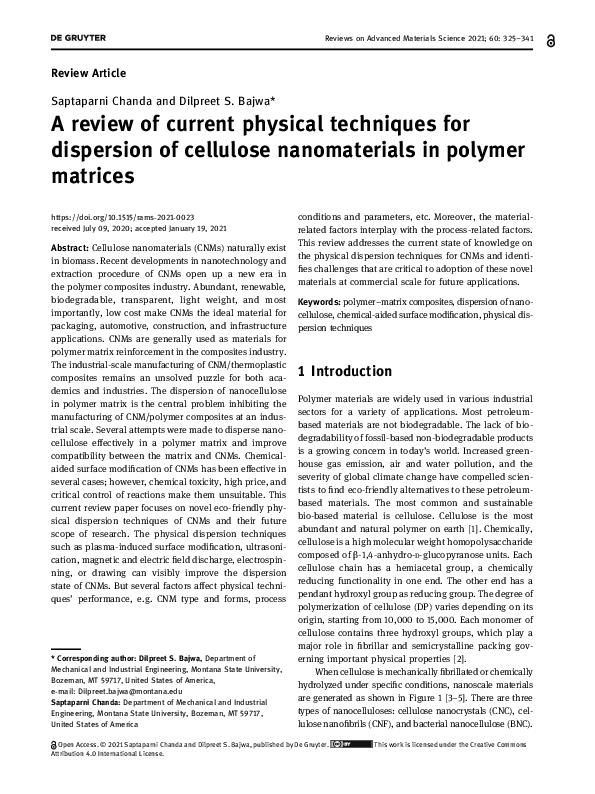 (PDF) A review of current physical techniques for dispersion of ...