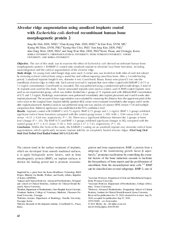 (PDF) Alveolar ridge augmentation using anodized implants coated with ...
