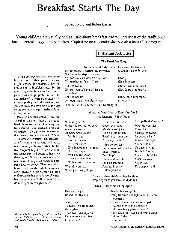 (PDF) Breakfast starts the day