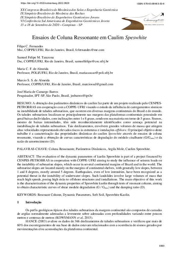 (PDF) Ensaios de Coluna Ressonante em Caulim Speswhite