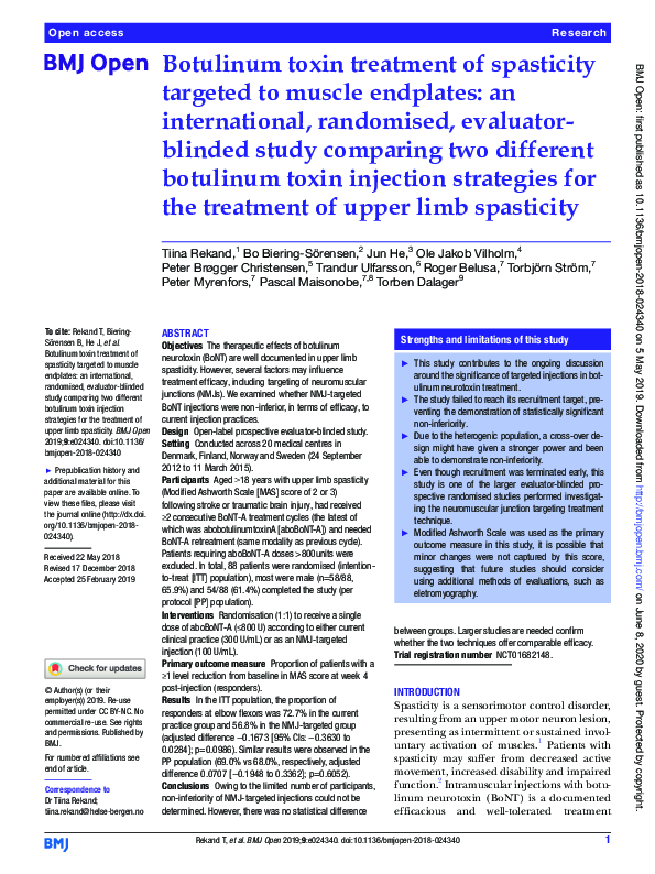 (PDF) Botulinum toxin treatment of spasticity targeted to muscle ...