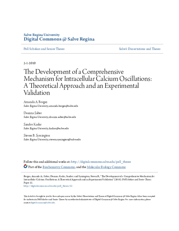 (PDF) The Development of a Comprehensive Mechanism for Intracellular ...