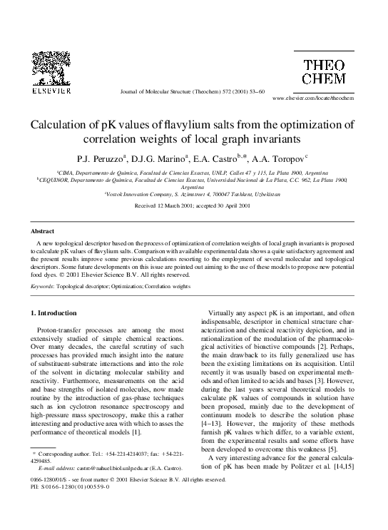 (PDF) Calculation of pK values of flavylium salts from the optimization ...