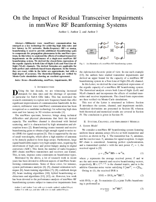 (PDF) On the Impact of Residual Transceiver Impairments in mmWave RF ...