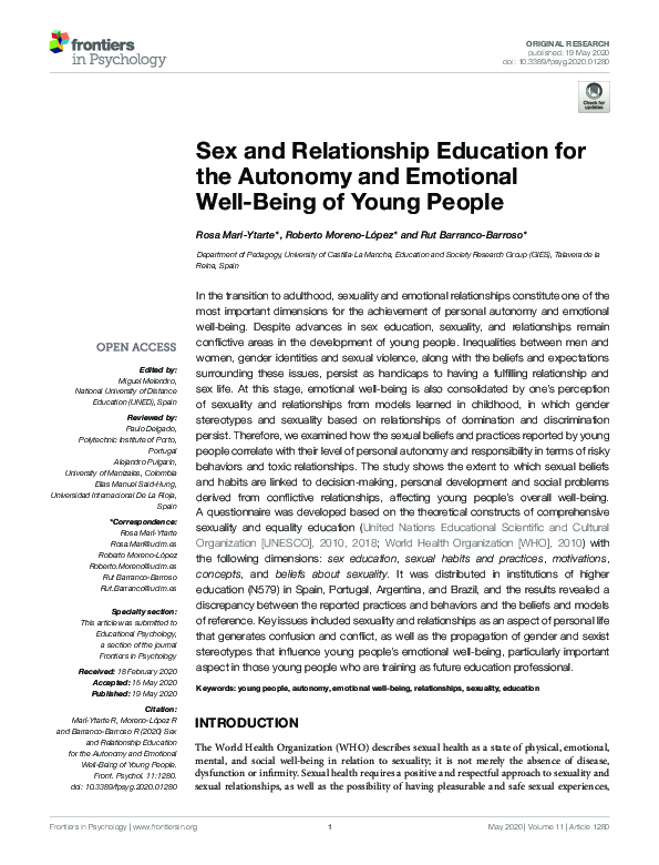 (PDF) Sex and Relationship Education for the Autonomy and Emotional ...