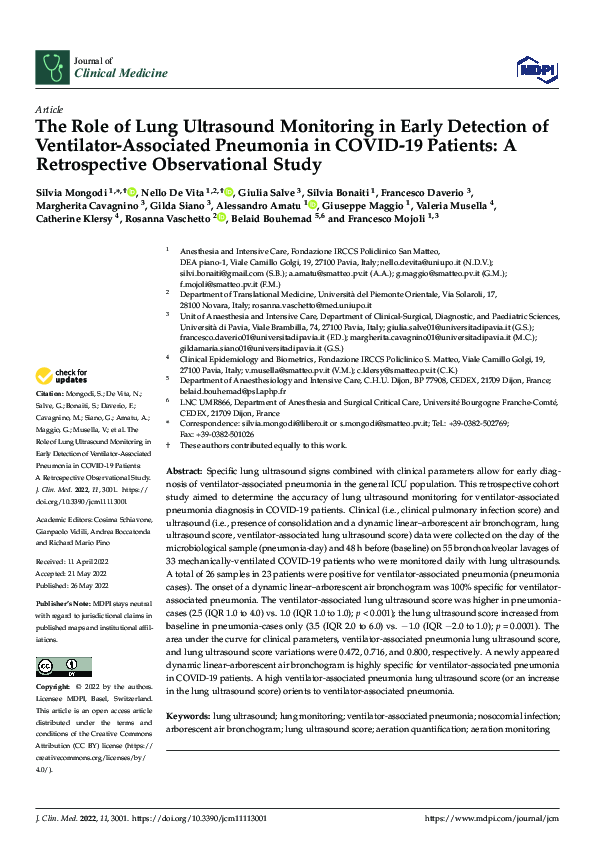 (PDF) The Role of Lung Ultrasound Monitoring in Early Detection of ...