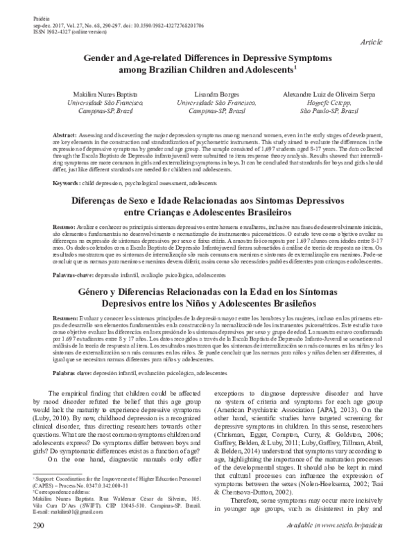 (PDF) Gender and Age-related Differences in Depressive Symptoms among ...
