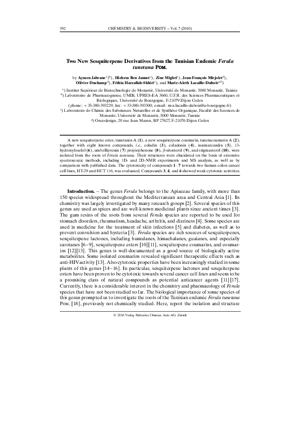 (PDF) New Sesquiterpenes from Ferula
