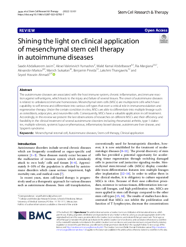 (PDF) Shining the light on clinical application of mesenchymal stem ...