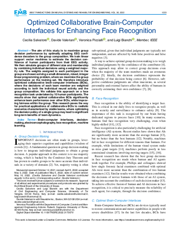 (PDF) Optimized Collaborative Brain-Computer Interfaces for Enhancing ...