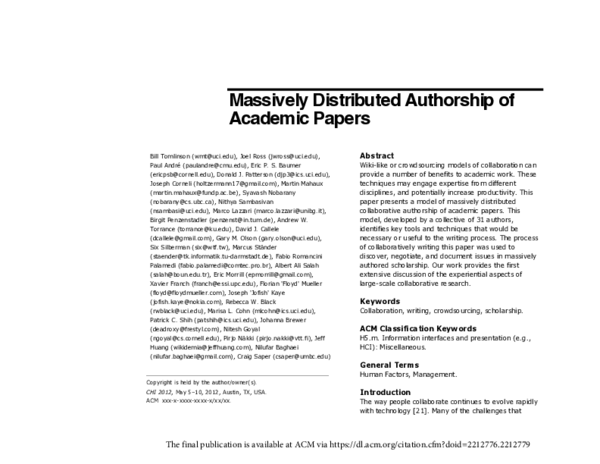 (PDF) Massively distributed authorship of academic papers