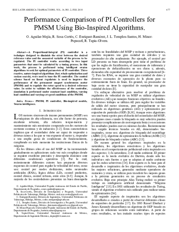 (PDF) Speed Control of PMSM using nature-inspired algorithms