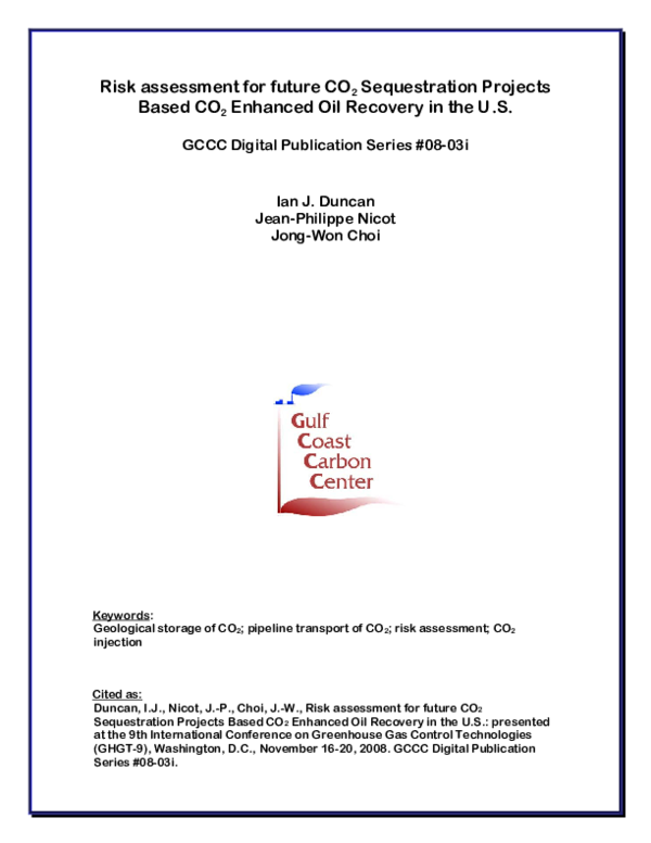 (PDF) Risk Assessment for future CO2 Sequestration Projects Based CO2 ...