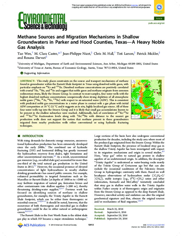 (PDF) Methane Sources and Migration Mechanisms in Shallow Groundwaters ...