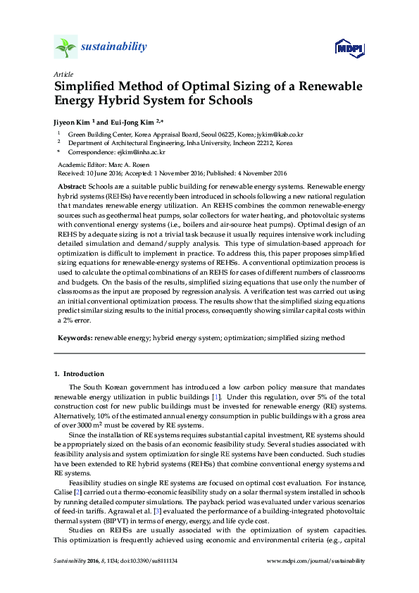 (PDF) Simplified Method of Optimal Sizing of a Renewable Energy Hybrid ...