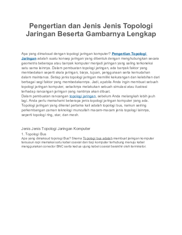 (DOC) Pengertian dan Jenis Jenis Topologi Jaringan Beserta Gambarnya