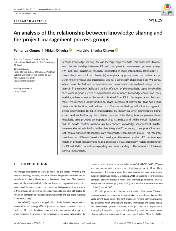 (PDF) An analysis of the relationship between knowledge sharing and the ...