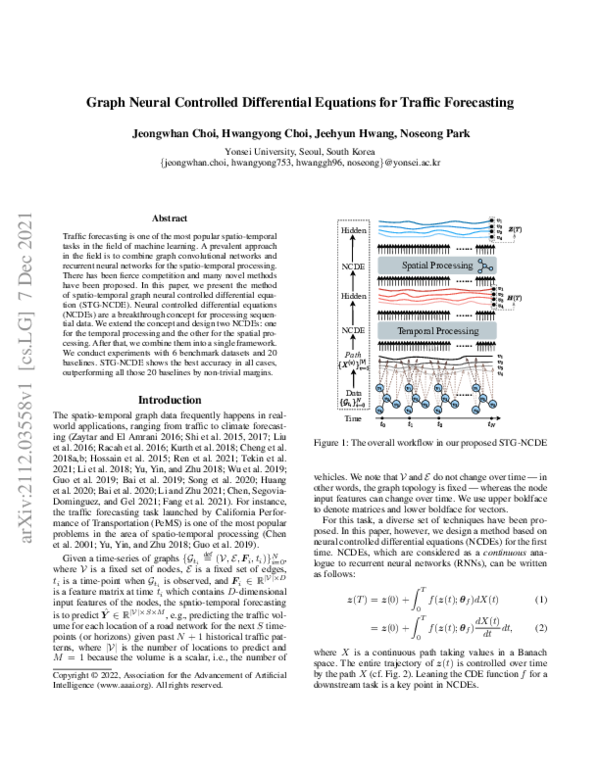 (PDF) Graph Neural Controlled Differential Equations for Traffic
