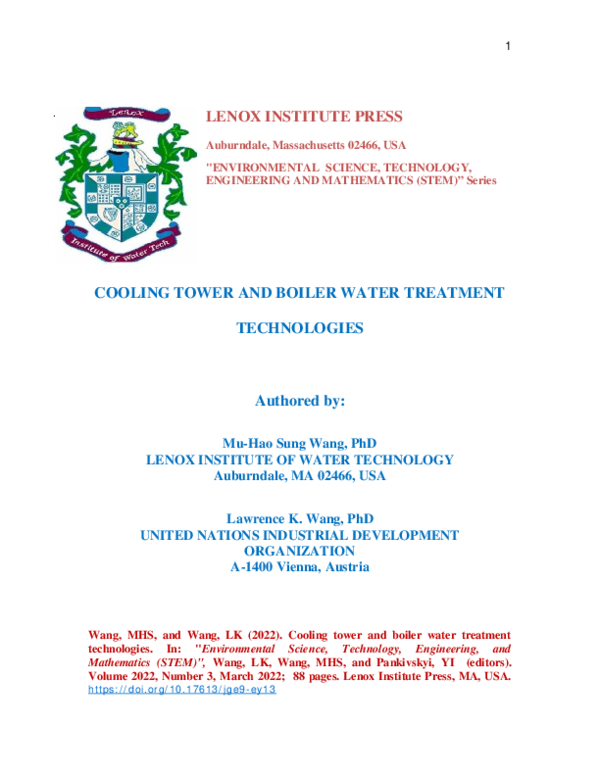 (PDF) COOLING TOWER AND BOILER WATER TREATMENT TECHNOLOGIES
