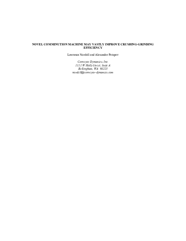 Pdf Novel Comminution Machine May Vastly Improve Crushing Grinding